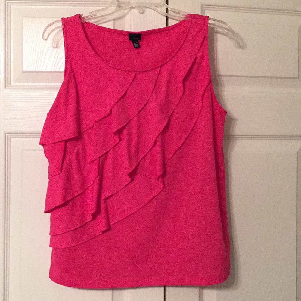 Rafaella Ruffled Tank Top Pink Size Medium